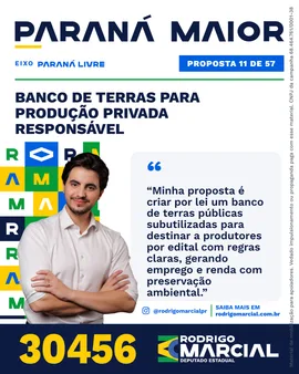 Prévia da arte "Editorial claro" da proposta Banco de Terras para Produção Privada Responsável