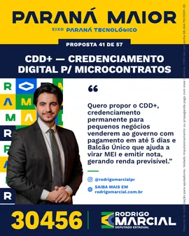 Prévia da arte "Faixa dourada" da proposta CDD+ — Credenciamento Digital p/ Microcontratos