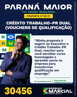 Prévia da arte "Azul profundo" da proposta Crédito Trabalho-PR Dual (vouchers de qualificação)