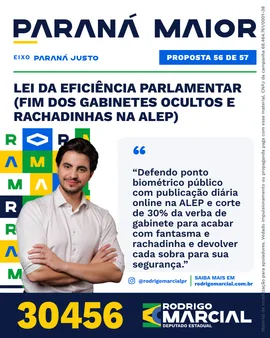 Prévia da arte "Editorial claro" da proposta Lei da Eficiência Parlamentar (Fim dos Gabinetes Ocultos e Rachadinhas na ALEP)