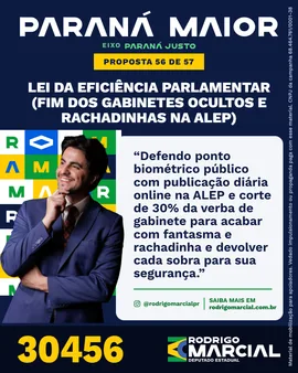 Prévia da arte "Azul profundo" da proposta Lei da Eficiência Parlamentar (Fim dos Gabinetes Ocultos e Rachadinhas na ALEP)