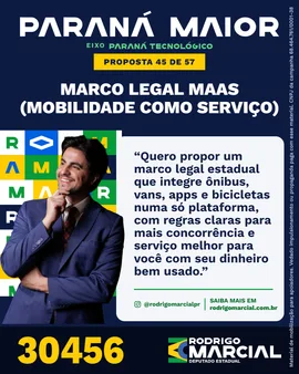 Prévia da arte "Azul profundo" da proposta Marco legal MaaS (Mobilidade como Serviço)