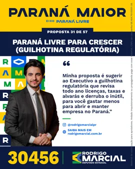 Prévia da arte "Faixa dourada" da proposta Paraná Livre para Crescer (guilhotina regulatória)