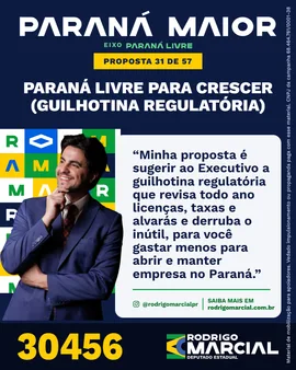 Prévia da arte "Azul profundo" da proposta Paraná Livre para Crescer (guilhotina regulatória)