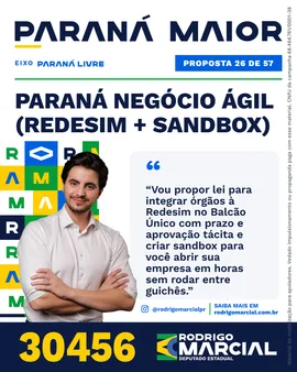 Prévia da arte "Editorial claro" da proposta Paraná Negócio Ágil (Redesim + sandbox)
