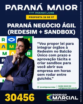 Prévia da arte "Azul profundo" da proposta Paraná Negócio Ágil (Redesim + sandbox)