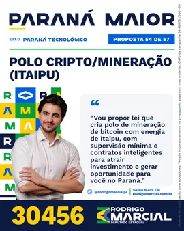 Prévia da arte "Editorial claro" da proposta Polo Cripto/Mineração (Itaipu)