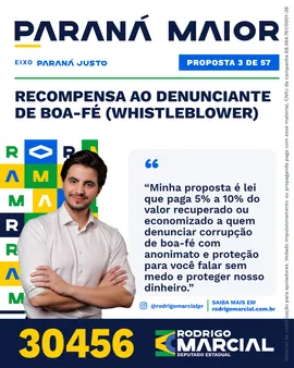 Prévia da arte "Editorial claro" da proposta Recompensa ao Denunciante de Boa-Fé (whistleblower)