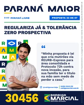 Prévia da arte "Editorial claro" da proposta Regulariza Já & Tolerância Zero Prospectiva