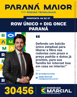 Prévia da arte "Faixa dourada" da proposta RoW Único + Dig Once Paraná