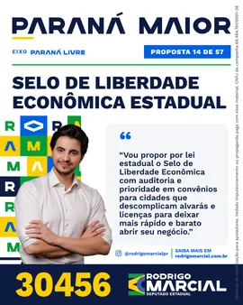 Prévia da arte "Editorial claro" da proposta Selo de Liberdade Econômica Estadual