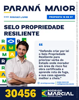 Prévia da arte "Editorial claro" da proposta Selo Propriedade Resiliente